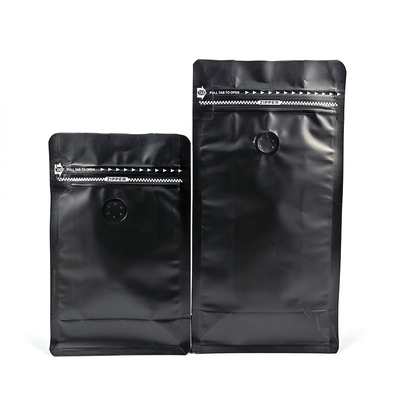 Moisture Proof Custom Printed Flat Bottom Coffee Bag With Vent Aluminum Foil Bag For Coffee Packaging