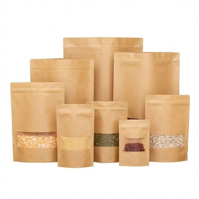Recycled Materials Store 9*14Cm Waterproof Zipper Sealed Resealable Zip Lock Food Grade Kraft Paper Coffee Bags