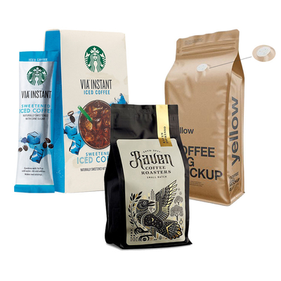 Custom Roasted Premium Arabica Food Grade Stand Up Pouch Coffee Packaging Plastic Side Gusset Bag With Valve Zipper For Coffee Bean Package