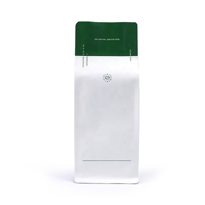 Custom Printing Packaging Flat Bottom White Matte Coffee Bag Moisture Proof With Valve