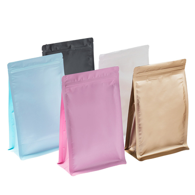 Moisture Proof Resealable Recycle Flat Bottom Aluminum Foil Plastic Bag With Valve Packaging Aluminum Foil Plastic Bag For Coffee Powder