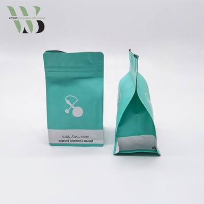 Customized Customized Label Kraft Paper Pouch One Way Plastic Valve Roasted Bean Flat Bottom Coffee Bag Packaging