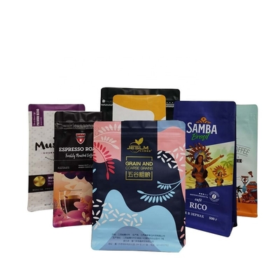 Food Grade Plastic Packaging Bag Recyclable Custom Aluminum Foil Eight Side Seal Coffee Bag With Value