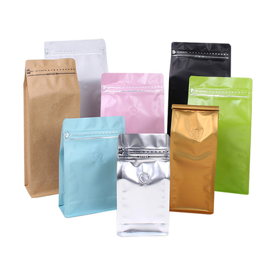 8 Sides Moisture Proof Seal Half Pound 1/2lb Exhaust Valve Coffee Bag Flat Bottom One Way Stand Up Foil Pouch With One Way Air Valve