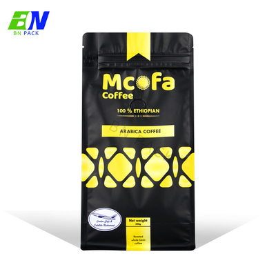 Eco-Friendly Moisture Proof Matte Frosted Texture Square Bottom 250g 500g 1kg 12oz Coffee Bag Outer Packaging With Valve Vent