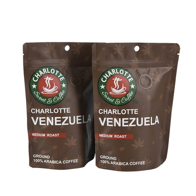 12oz Zipper Moisture Proof Custom Printed Plastic Coffee Bag With Hanging Hole