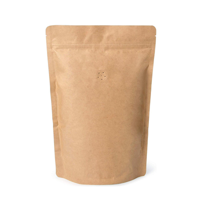 Recycled Materials 250g 8oz 1/2 Pound Paper Bag Stand Up Coffee Zip Lock Pouch Packaging With Degassing Valve
