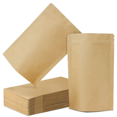 Custom Recyclable Resealable Ziplock Stand Up Pouch Zipper Kraft Paper Tea Coffee Snack Packaging Bag BH